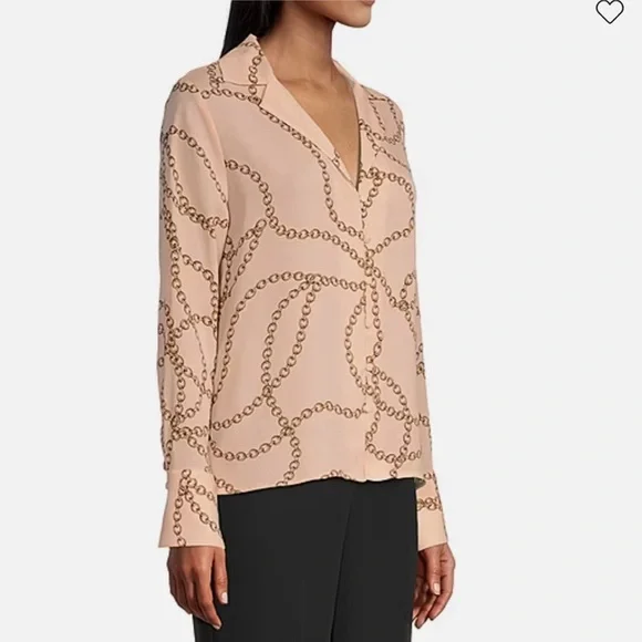 NWT Worthington Peach Chain Print Button Down Shirt SMALL - Picture 5 of 7